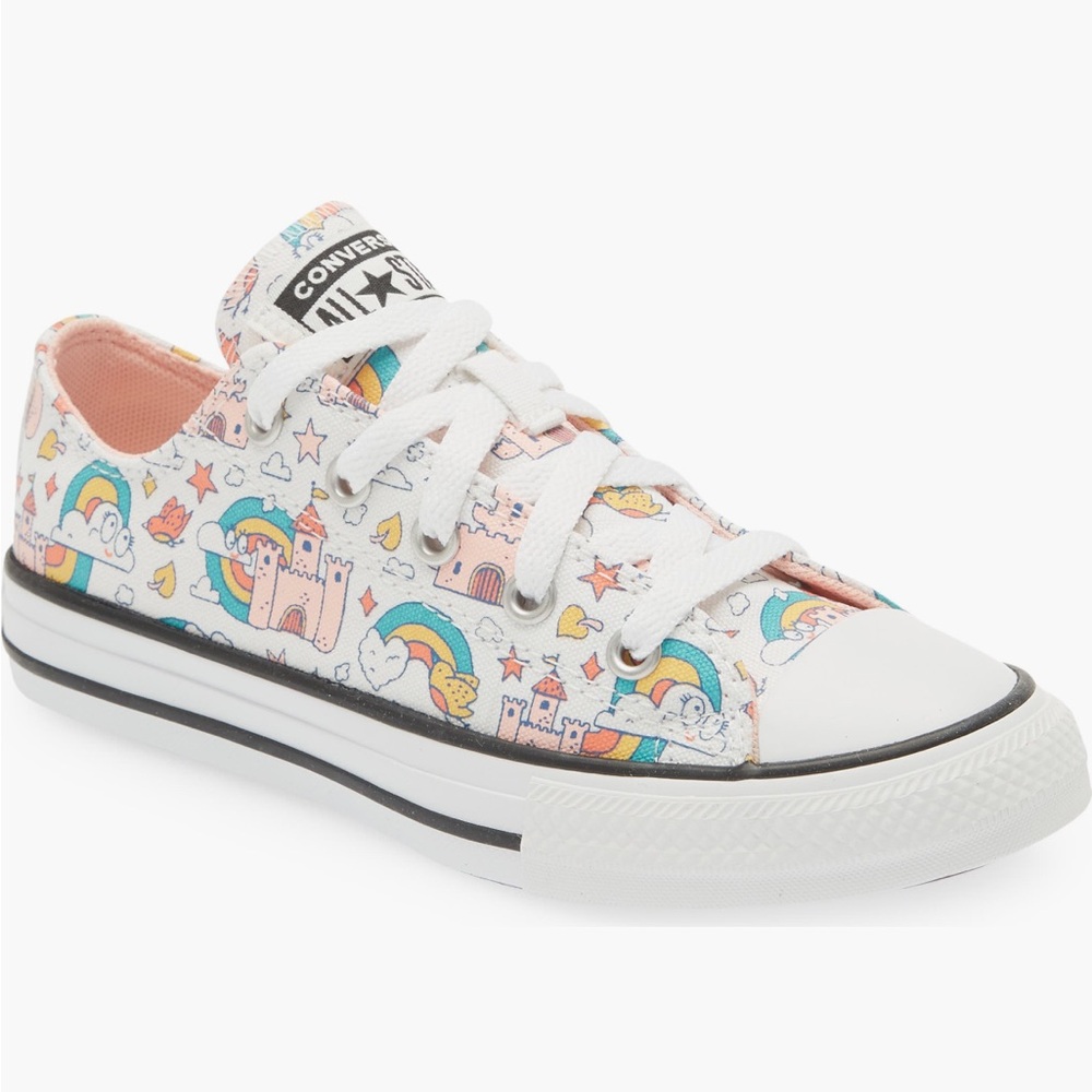 Converse White and Pink Low-Top Sneakers with Playful Design